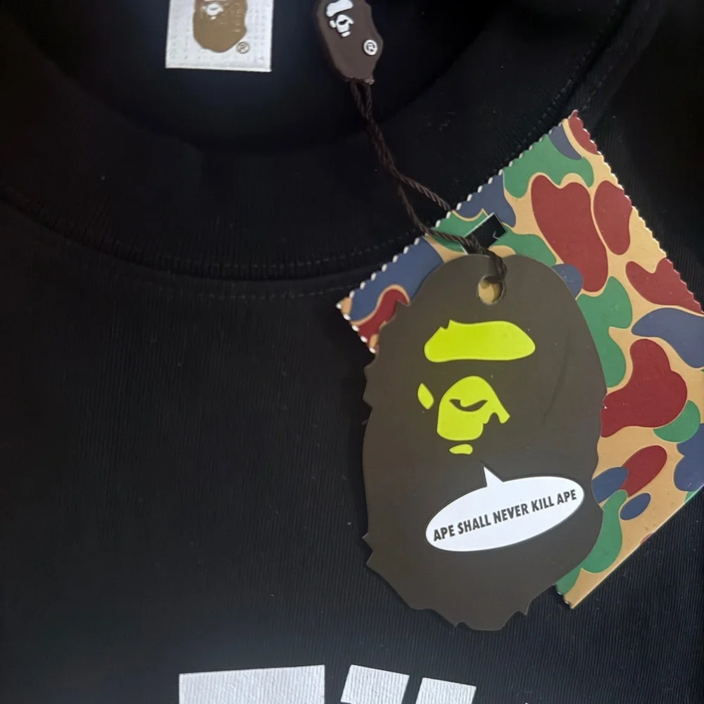 Bape A Bathing Ape Burberry Plaid Ape Head Black T Shirt Camo NWT Tee Men Size M - Picture 4 of 8